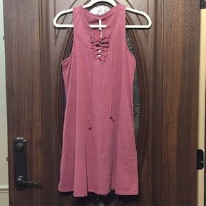 Z Supply lace up pink size medium tank dress.